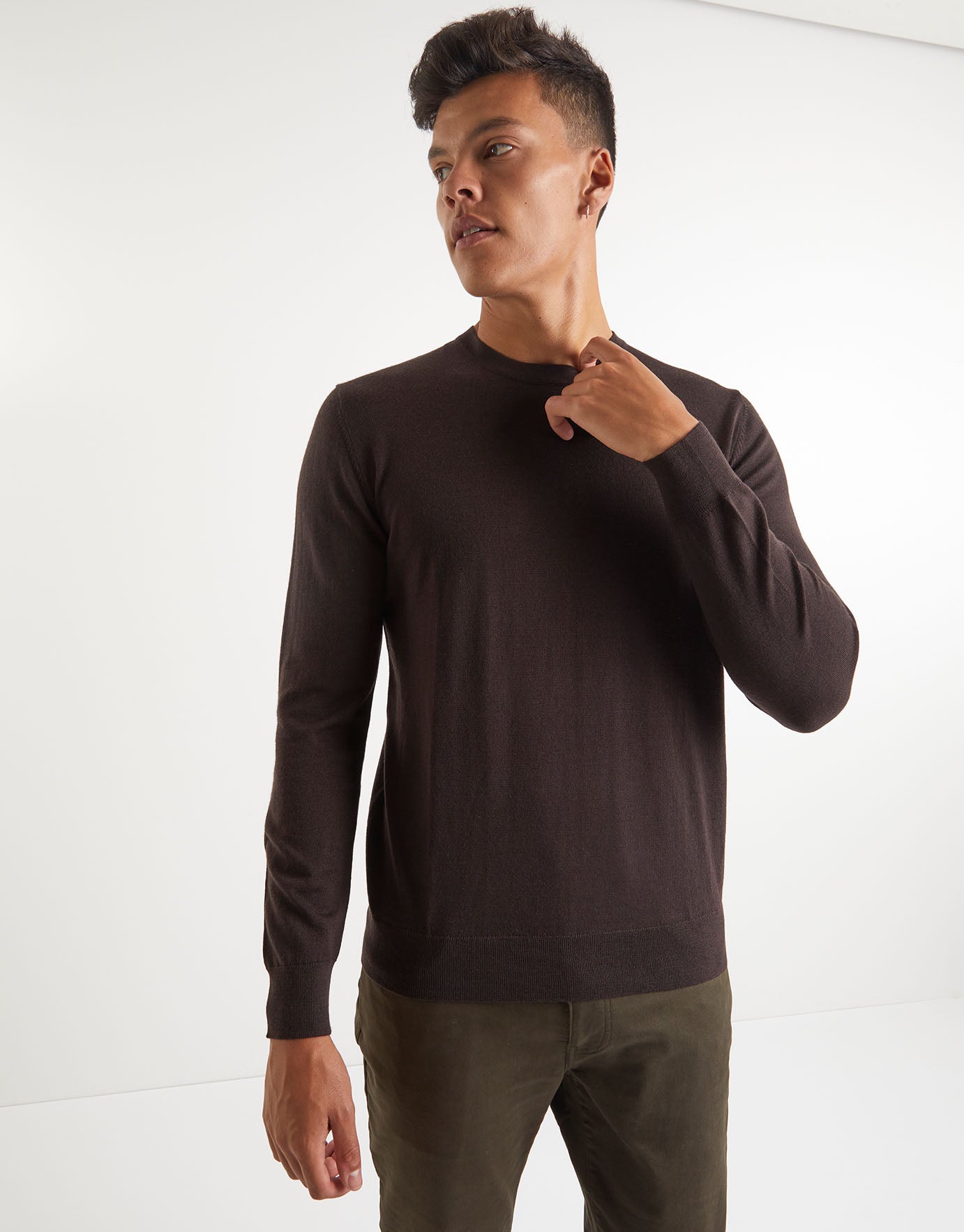 brown crewneck jumper