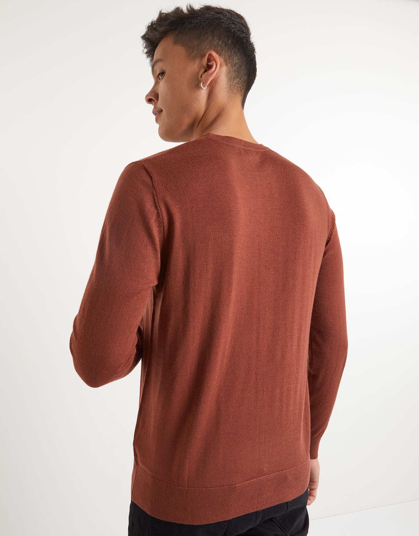 100% Merino Crew Neck Jumper in Brown 