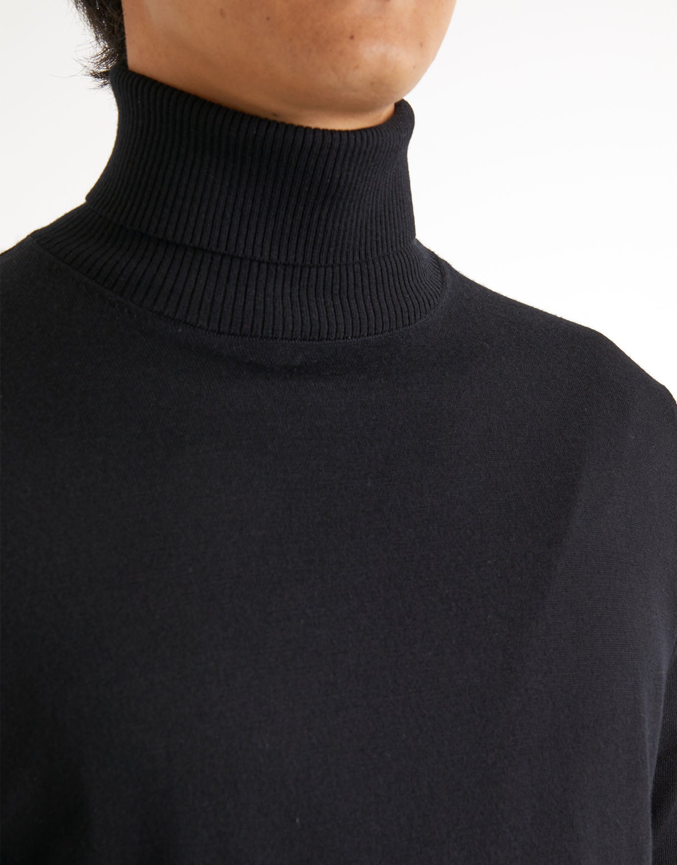 black cotton roll neck jumper