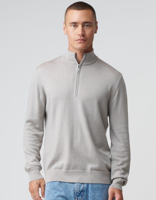 100% Merino Quarter Zip Knit Jumper