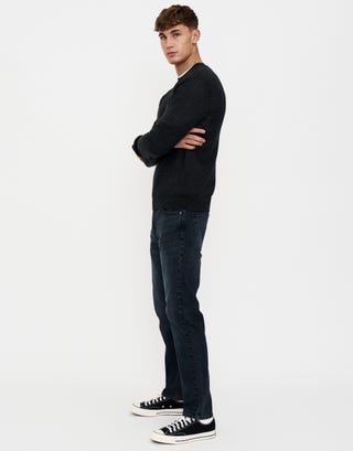 100% Merino Crew Neck Knit Jumper in Charcoal Detail2