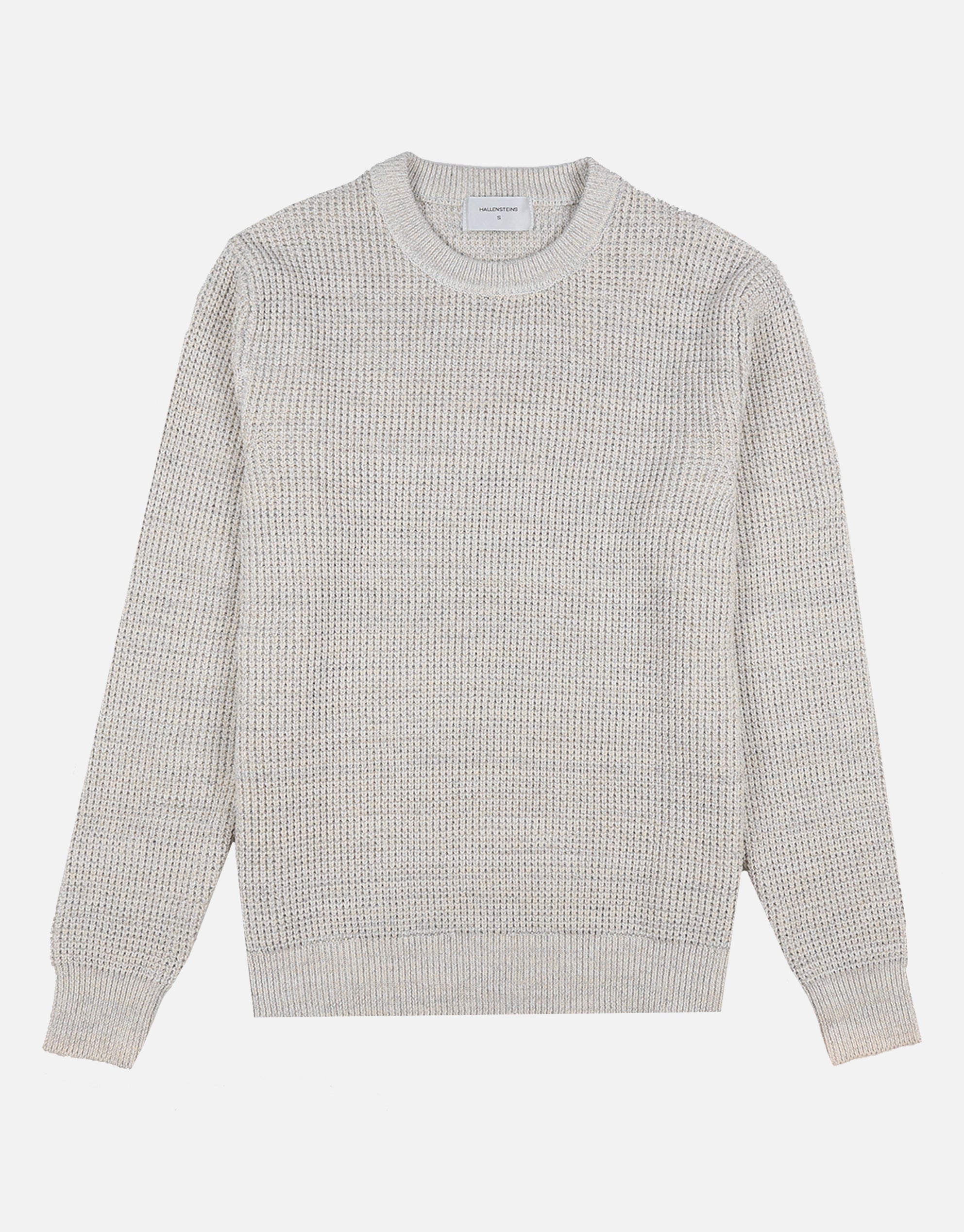 Heavyweight Waffle Crew Knit Jumper in Ecru | Hallensteins NZ