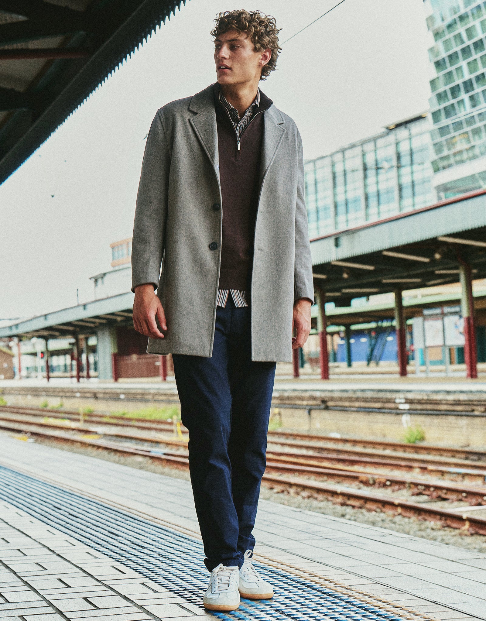 Wool Blend Overcoat in Biscuit | Hallensteins NZ