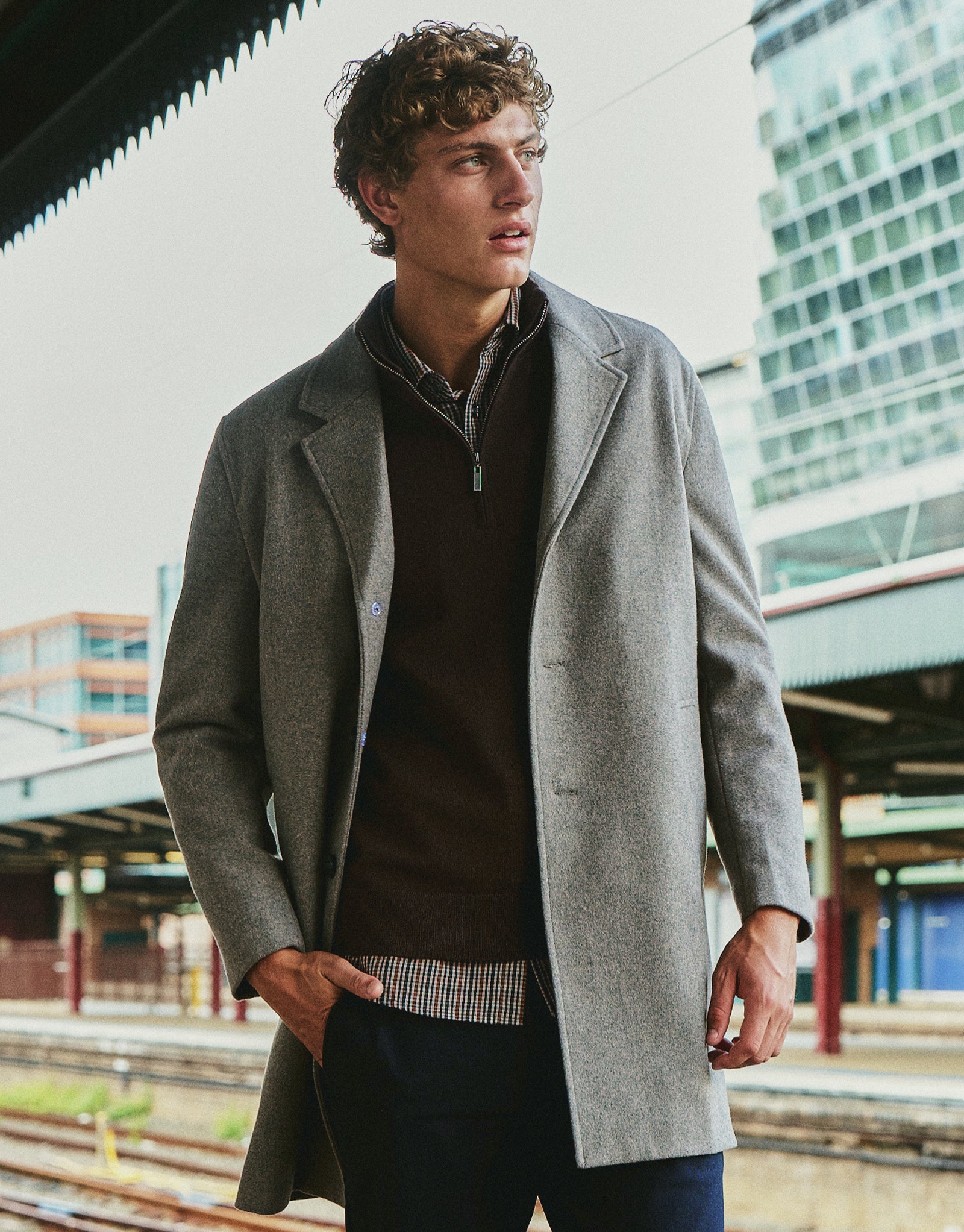 Wool Blend Overcoat in Black | Hallensteins NZ