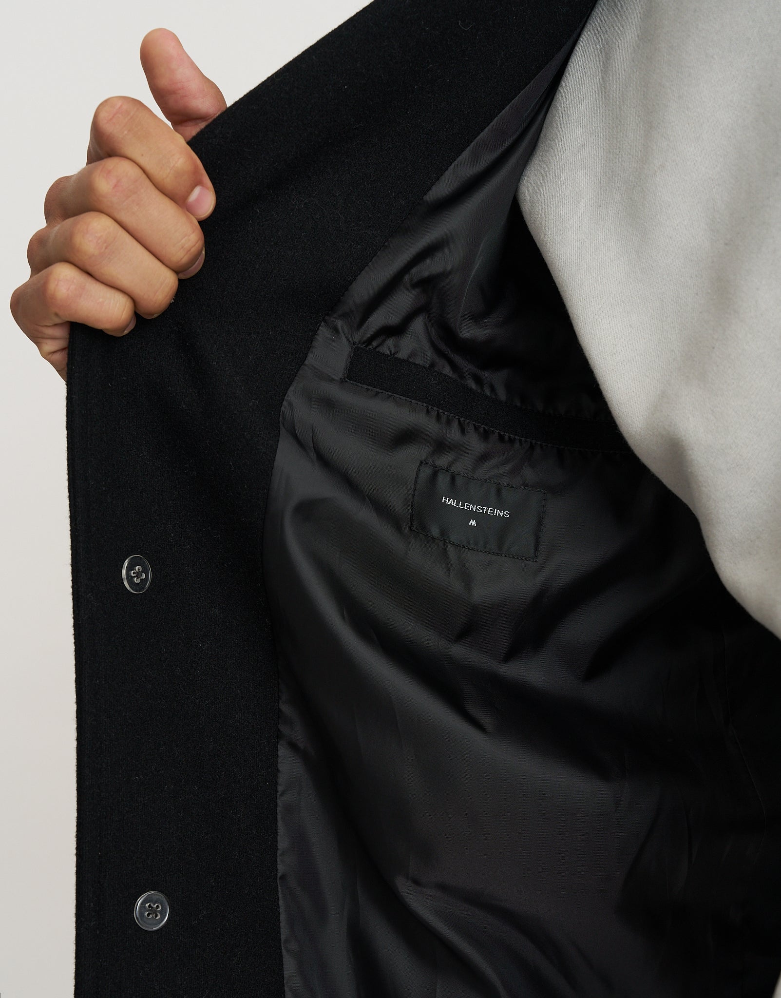 Wool Blend Overcoat in Black | Hallensteins AU