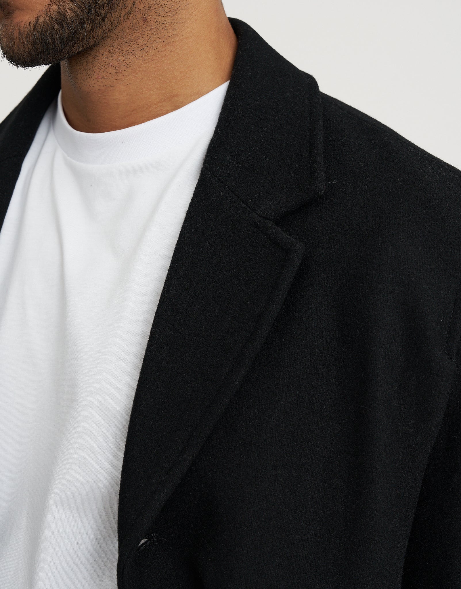 Wool Blend Overcoat in Black | Hallensteins NZ