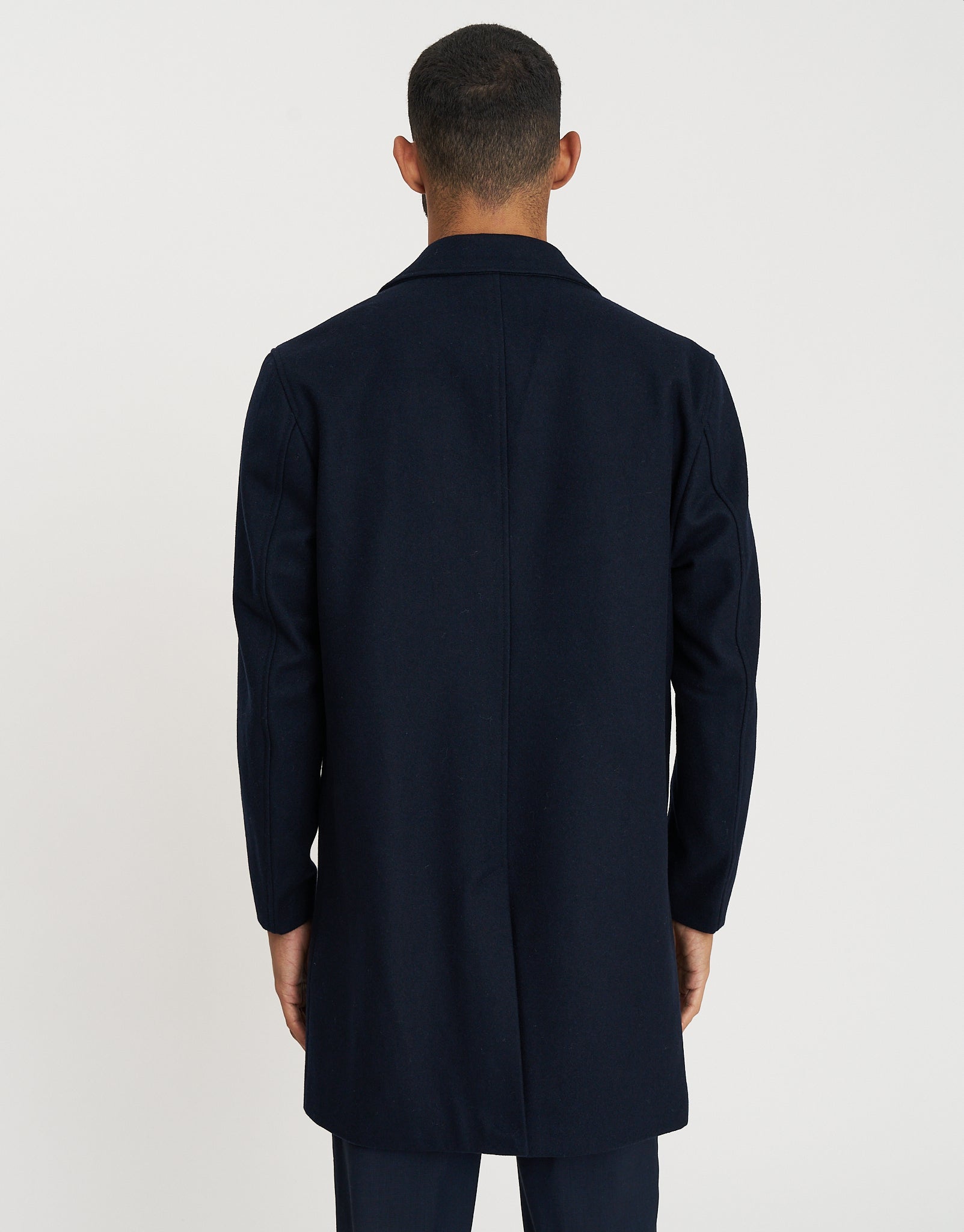 Heavyweight Wool Blend Overcoat in Navy | Hallensteins NZ