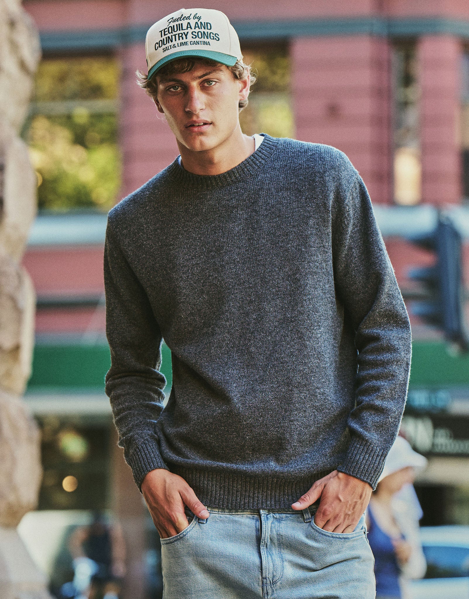 100% Wool Crew Neck Knit in Steel | Hallensteins NZ