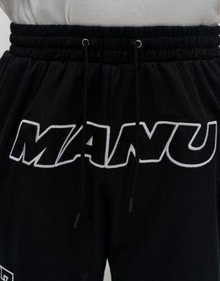 Z Manu World Champs Basketball Short in Solid Black Detail