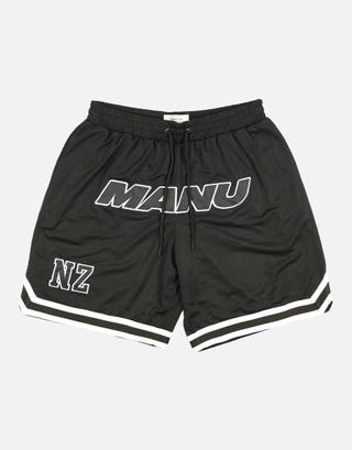 Z Manu World Champs Basketball Short in Solid Black Front