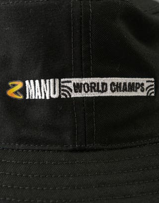 Z Manu World Champs Bucket Hat in Solid Black Detail