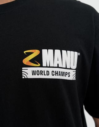 Z Manu World Champs Relaxed Fit T Shirt in Solid Black Detail2