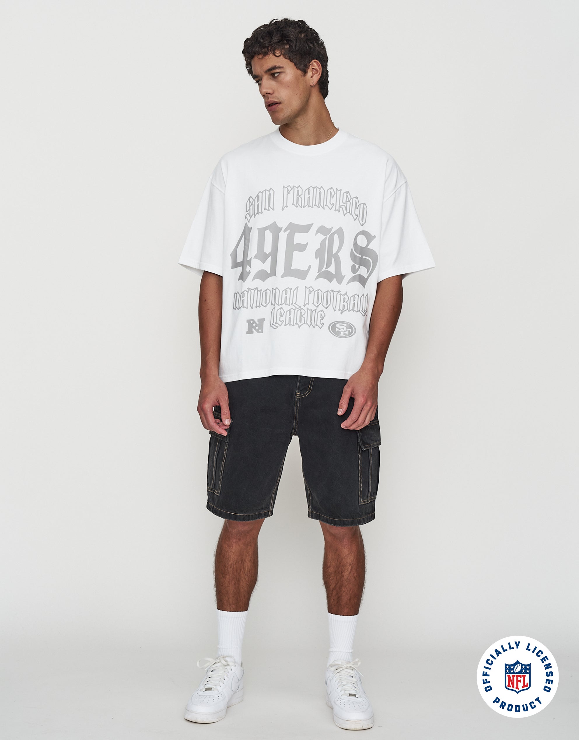 NFL 49ers Stack Box Fit T Shirt in Blanc | Hallensteins NZ
