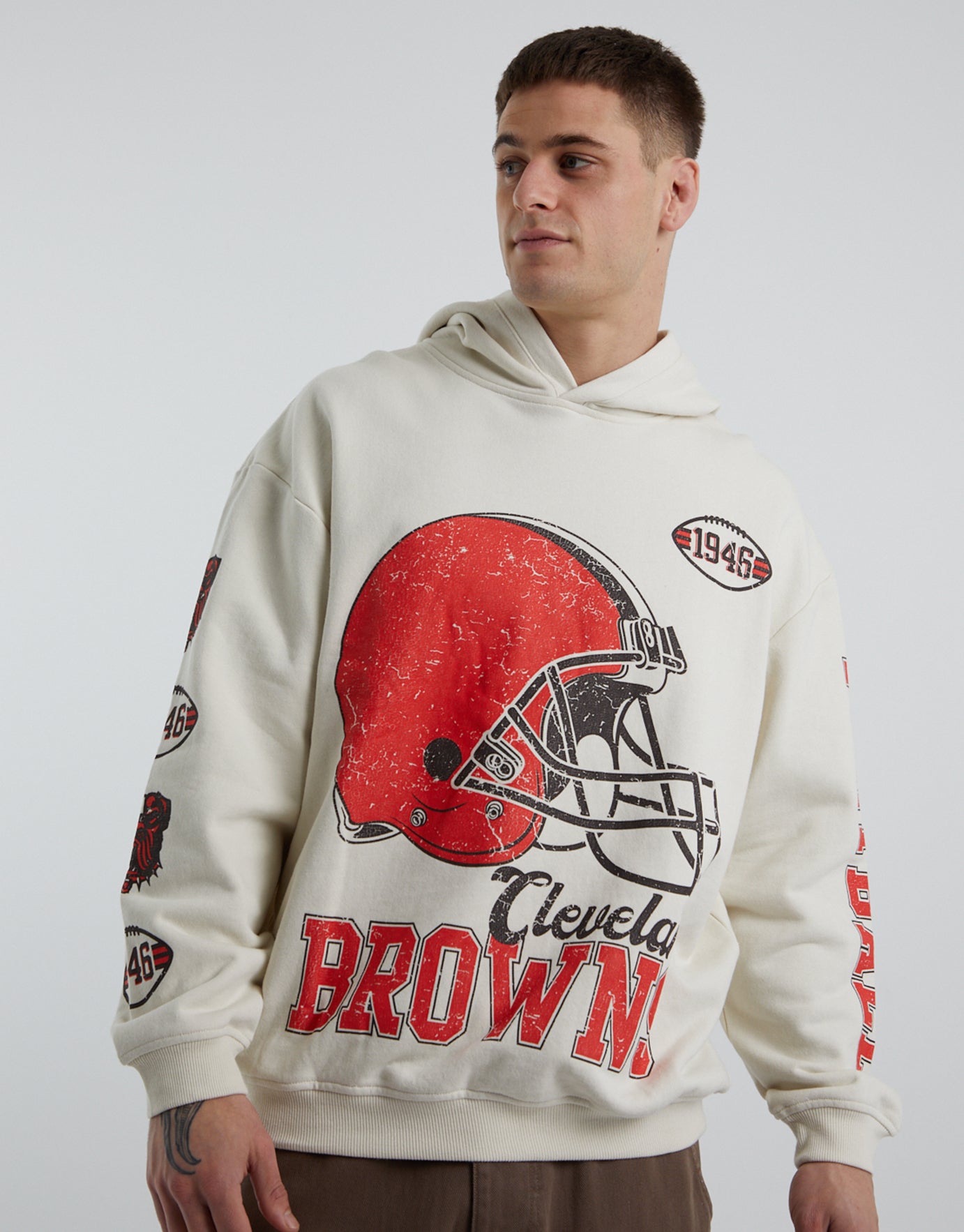 Nfl Cleveland Browns Vintage Hoodie in Off White | Hallensteins NZ
