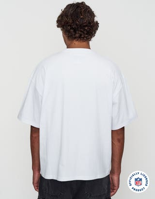 NFL Dolphins Monchrome Box Fit T Shirt in Optical White Back