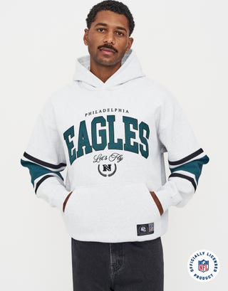 NFL Philly Eagles Hoodie in Snow Marle Detail3