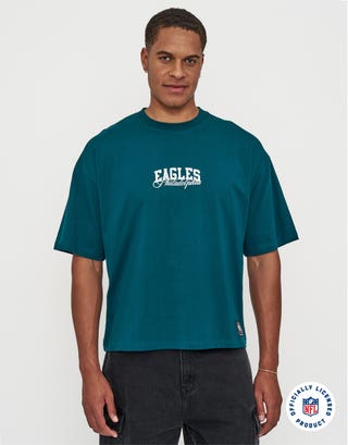 NFL Eagles Script Box Fit T-Shirt in Midnight Green Back