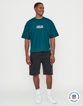 NFL Eagles Script Box Fit T-Shirt in Midnight Green Full