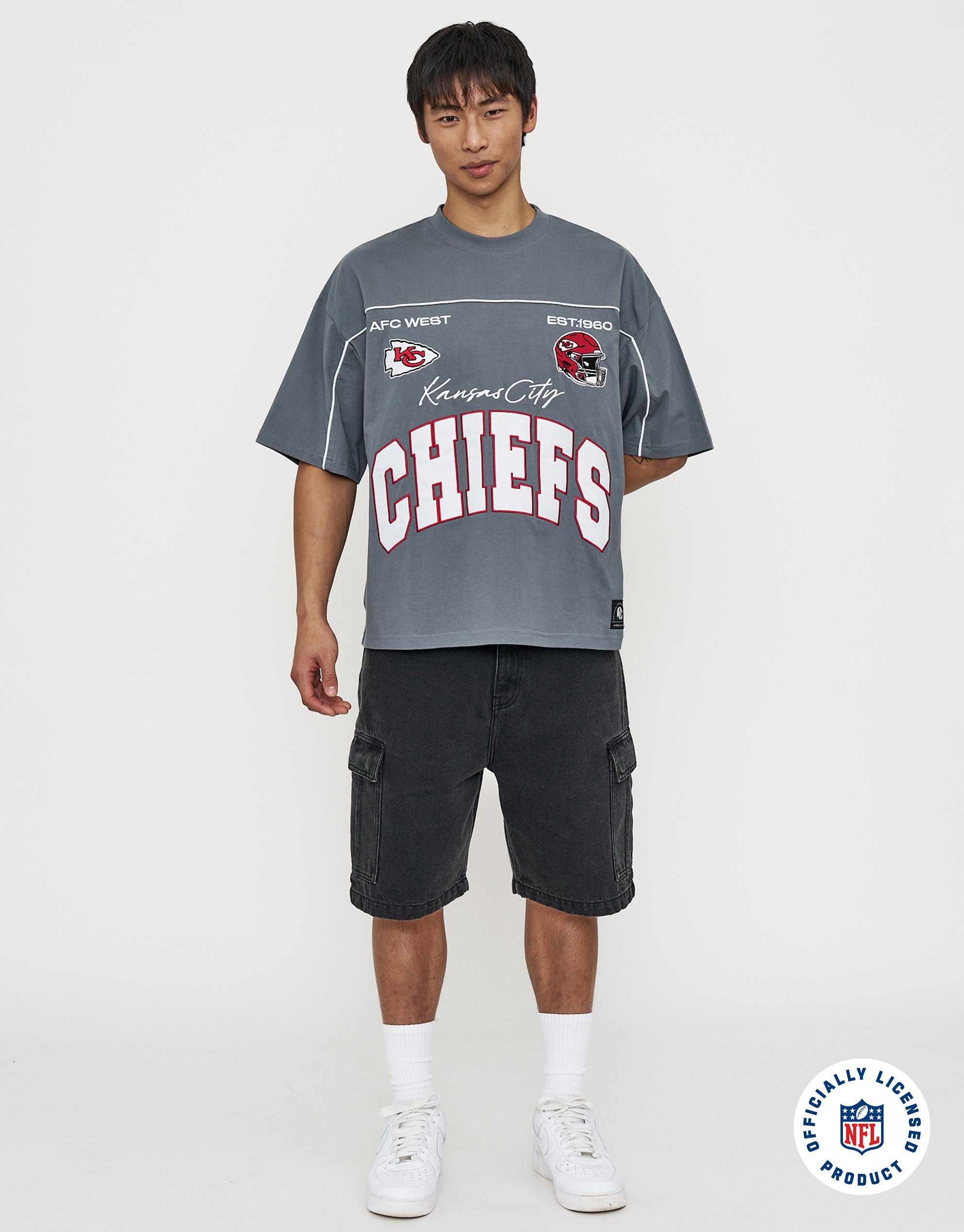 NFL Kansas City Chiefs Box Fit T Shirt in Slate | Hallensteins AU