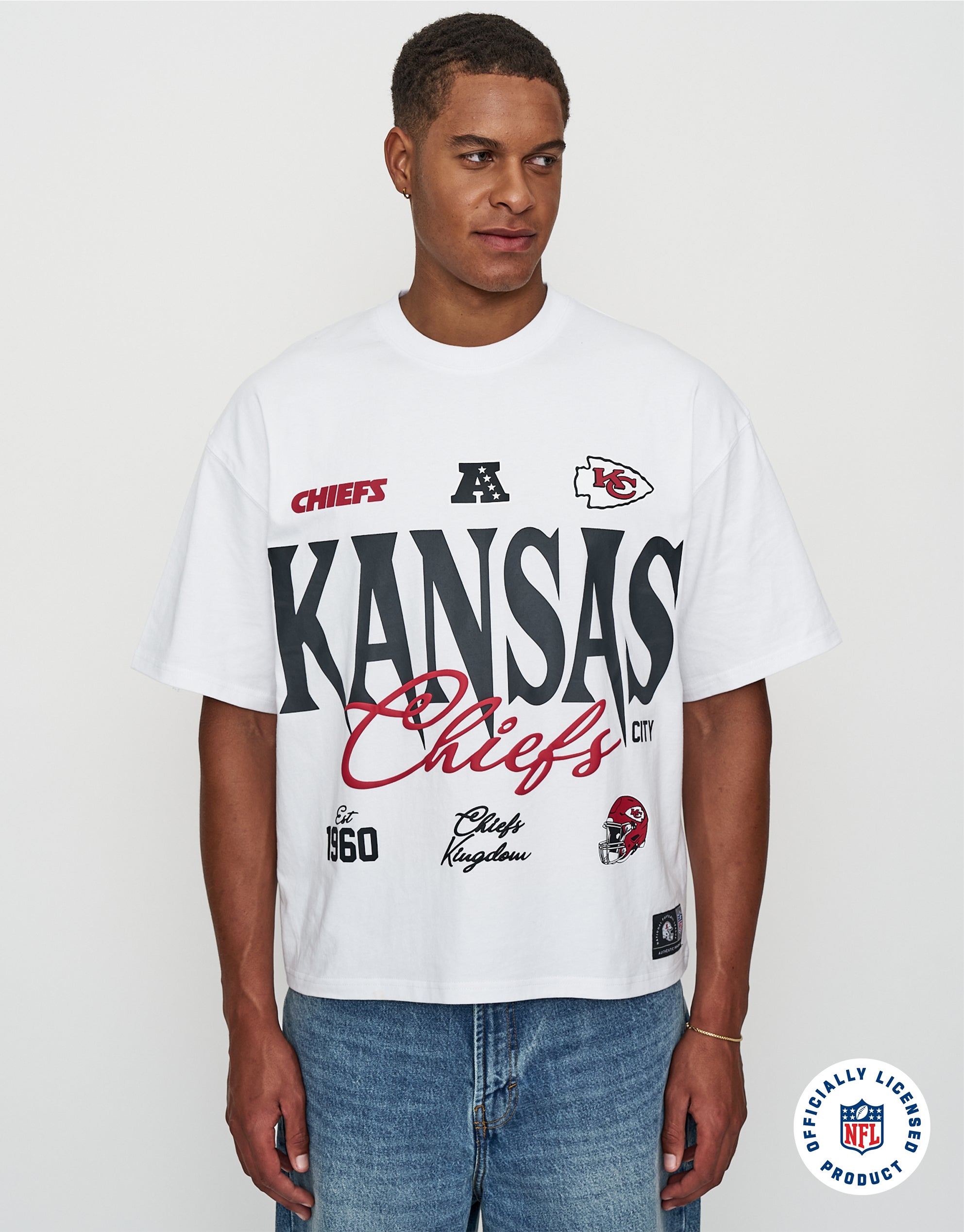 NFL Kansas City Strike Box Fit T Shirt in Blanc | Hallensteins NZ