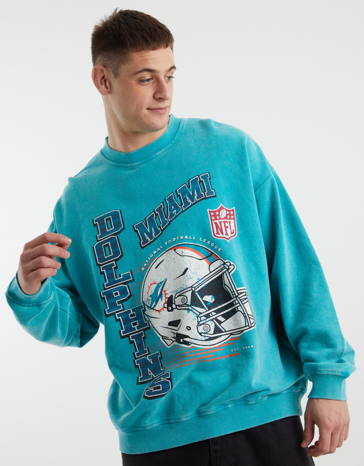 Nfl Miami Dolphins Vintage Crew Sweat in Teal | Hallensteins US