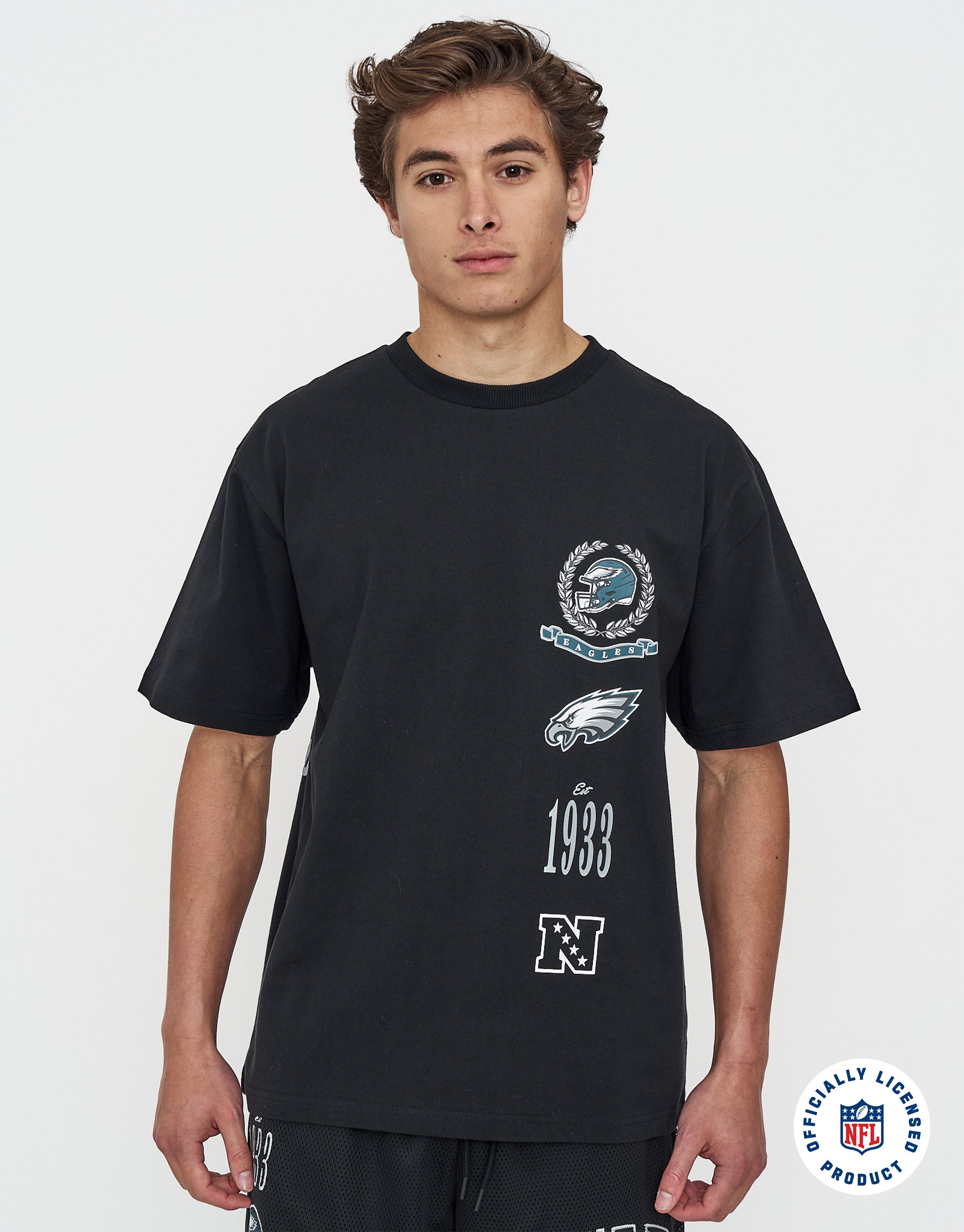 NFL Philadelphia Eagles Relaxed Fit T Shirt in Black | Hallensteins NZ