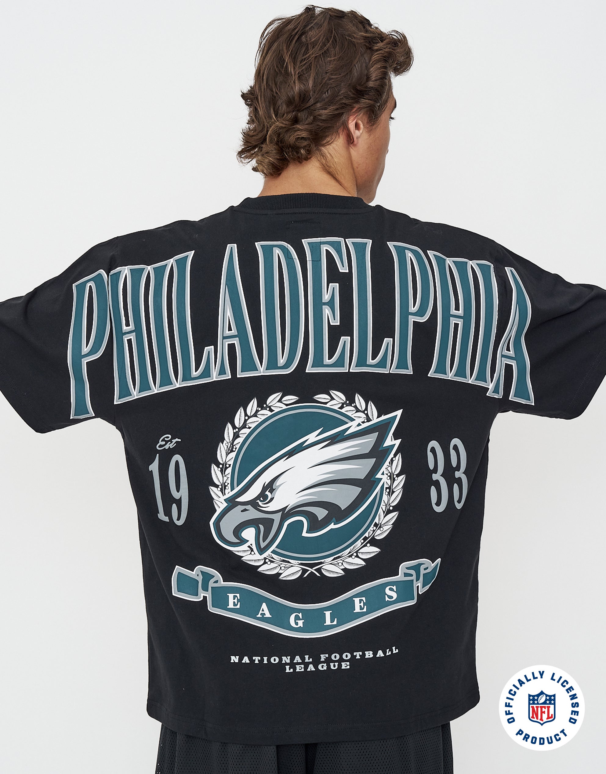 NFL Philadelphia Eagles Relaxed Fit T Shirt in Black | Hallensteins NZ