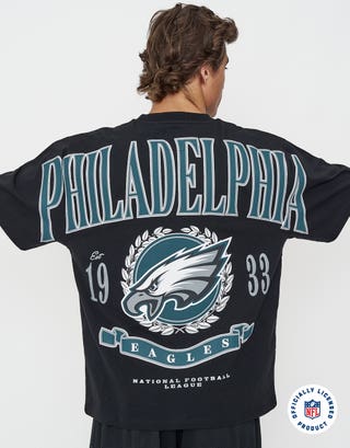 NFL Philadelphia Eagles Relaxed Fit T Shirt in Black Detail2