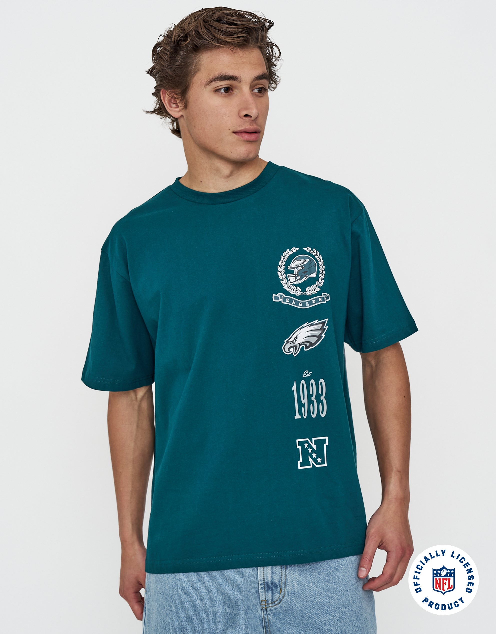 NFL Philadelphia Eagles Relaxed Fit T Shirt in Midnight Green