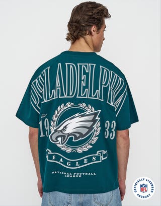 NFL Philadelphia Eagles Relaxed Fit T Shirt in Midnight Green Detail2