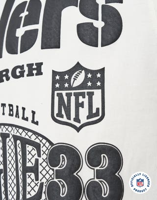 NFL Pittsburgh Steelers Relaxed Fit T Shirt in Snow Detail