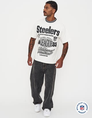 NFL Pittsburgh Steelers Relaxed Fit T Shirt in Snow Full