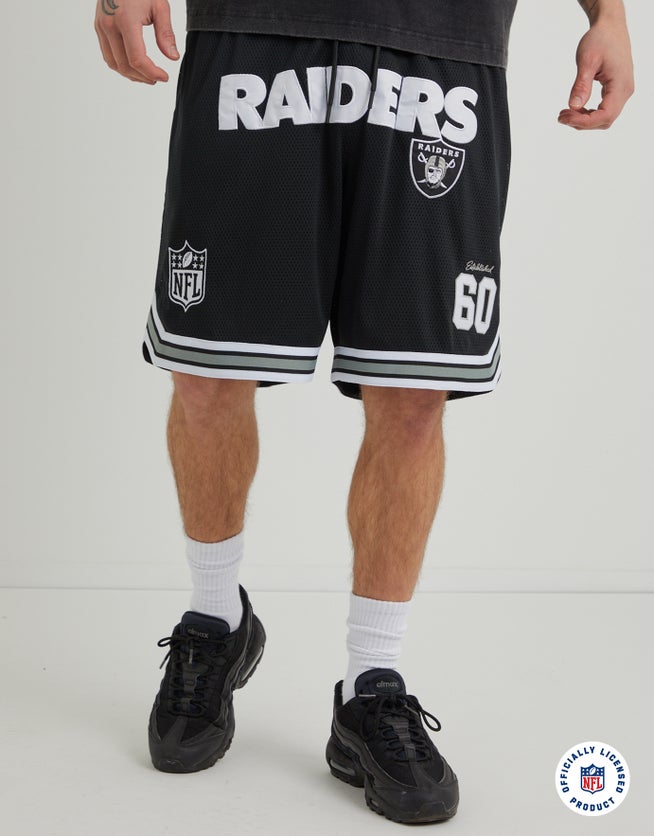 NFL Raiders 60 Basketball Shorts in Solid Black | Hallensteins NZ