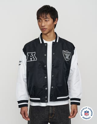 NFL Raiders Rush Bomber Jacket in Black Back