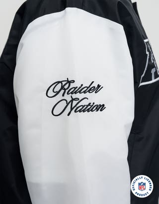 NFL Raiders Rush Bomber Jacket in Black Detail3