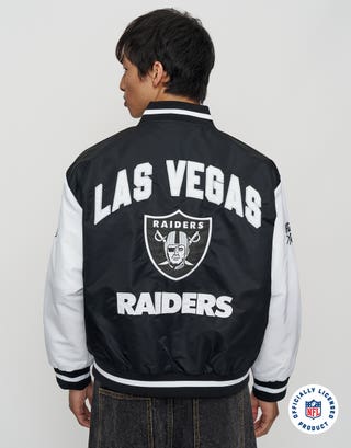NFL Raiders Rush Bomber Jacket in Black Front