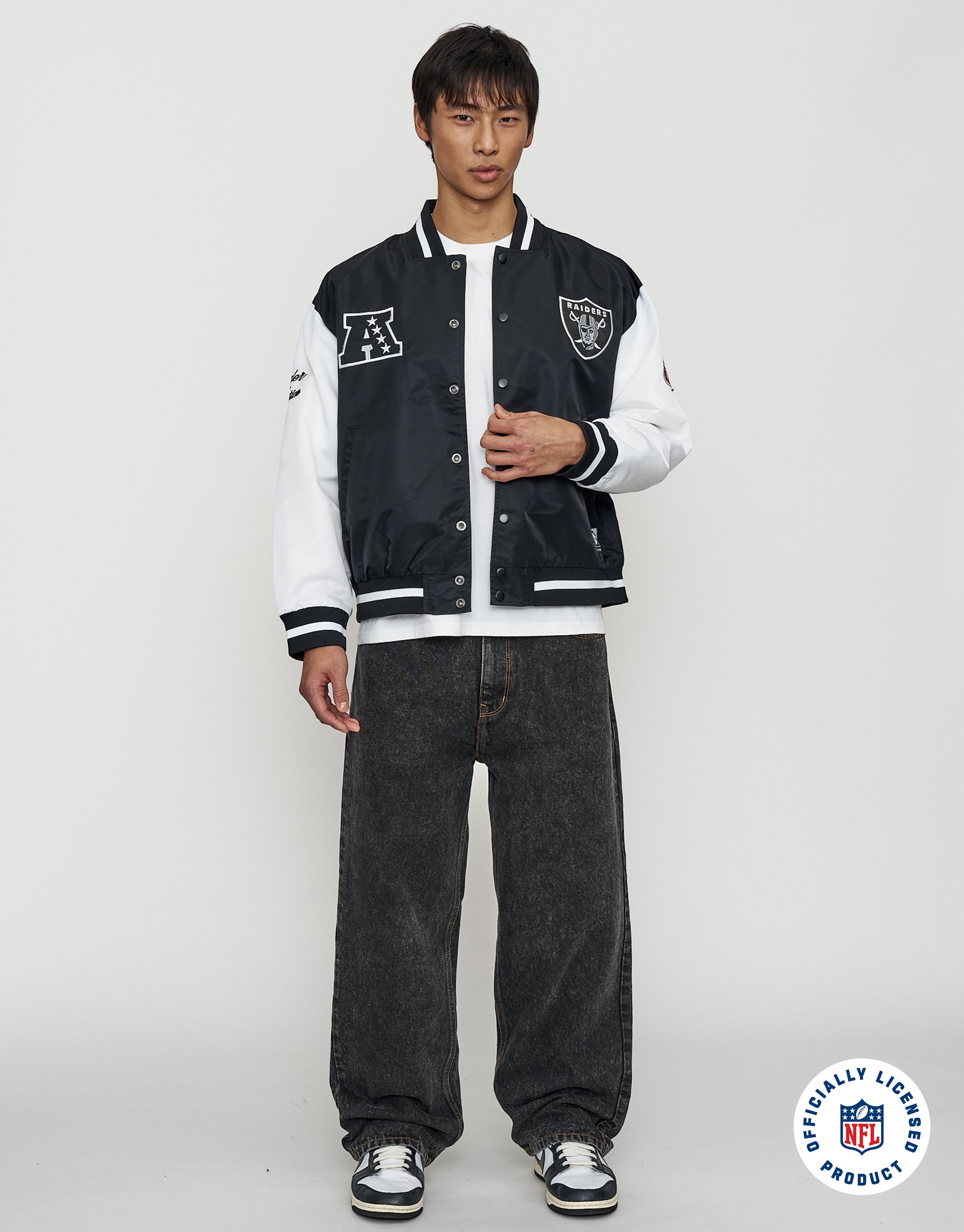 NFL Raiders Rush Bomber Jacket in Black | Hallensteins NZ