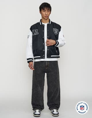 NFL Raiders Rush Bomber Jacket in Black Full
