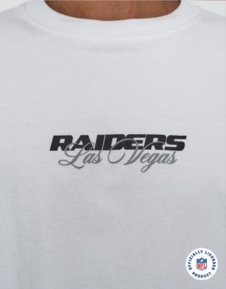 NFL Raiders Script Box Fit T Shirt in Blanc Detail