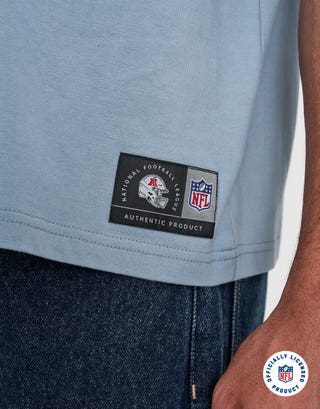 NFL Raiders Script Box Fit T Shirt in Blue Mist Detail3