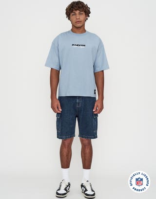 NFL Raiders Script Box Fit T Shirt in Blue Mist Full