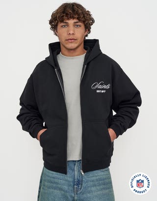NFL Saints Zip Up Hoodie in Black Back