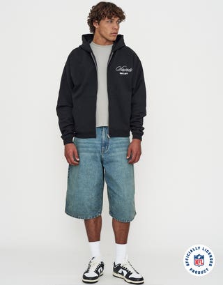 NFL Saints Zip Up Hoodie in Black Full