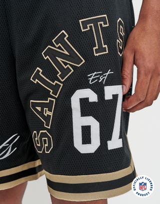 NFL New Orleans Saints Basketball Shorts in Black Detail3