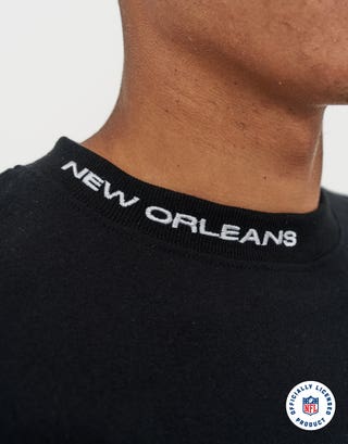 NFL Saints Nation Box Fit T Shirt in Black Detail