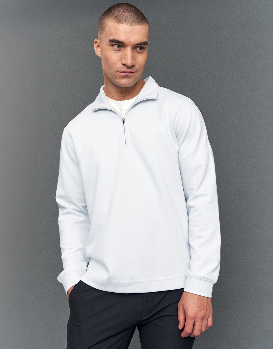 Smart Flex 2.0 Quarter Zip Sweat in Ice Blue | Hallensteins AU