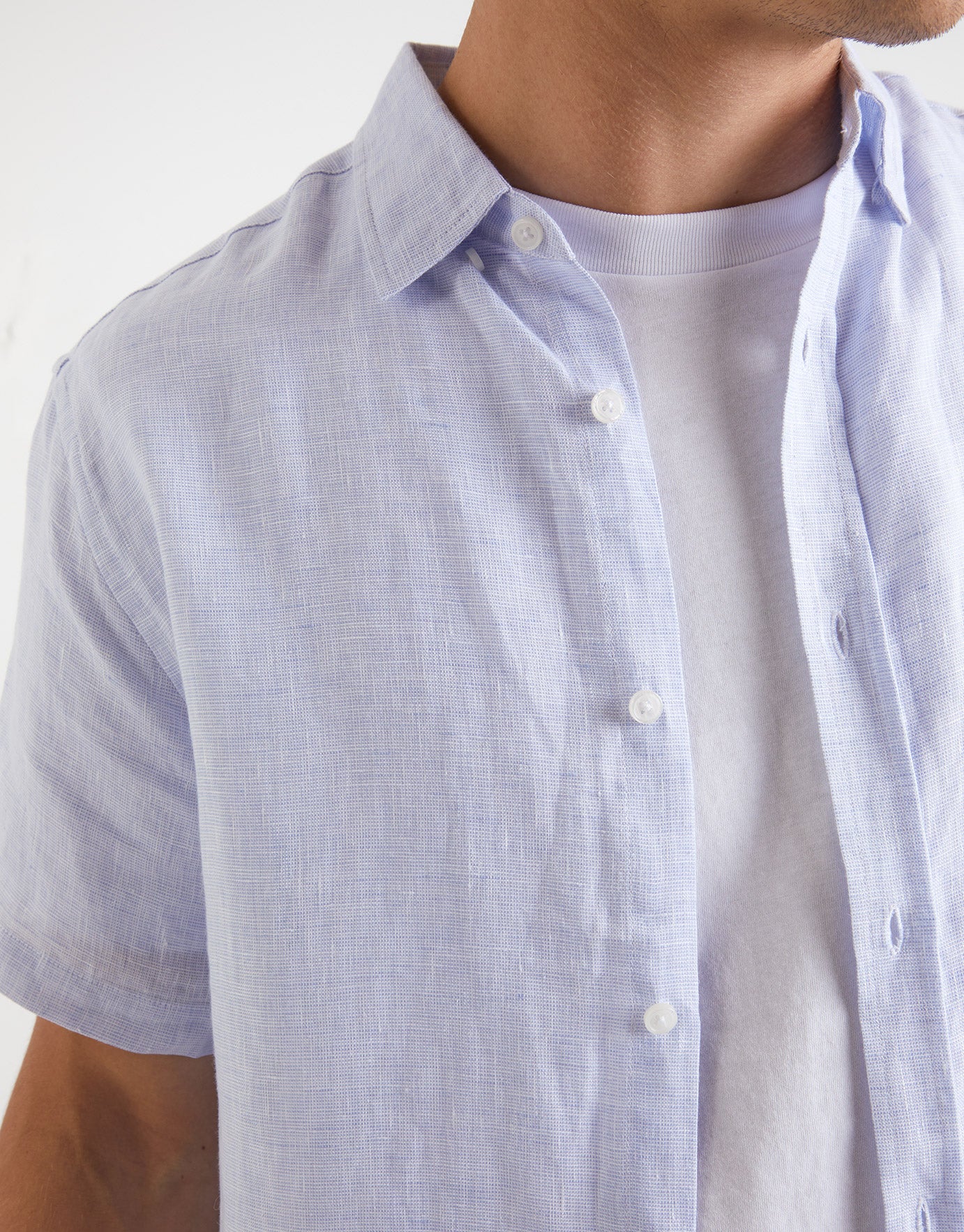 Textured Linen Short Sleeve Shirt in 