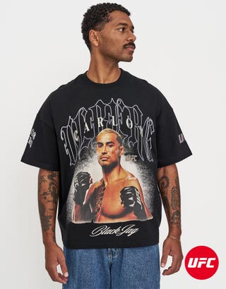 UFC Carlos Ulberg Box Fit T Shirt in Black Detail2