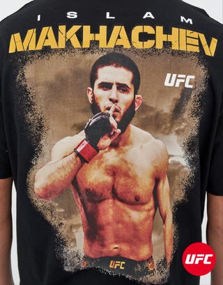 UFC Islam Makhachev Box Fit T Shirt in Black Detail