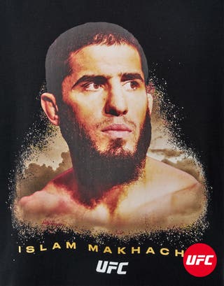 UFC Islam Makhachev Box Fit T Shirt in Black Detail3